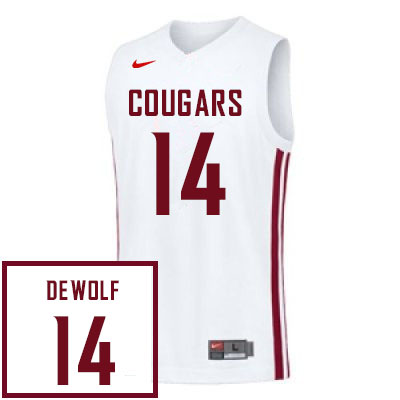 Men #14 Matt DeWolf Washington State Cougars College Basketball Jerseys Sale-White - Click Image to Close